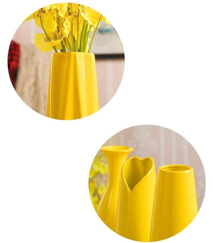 30CM Luxury Europe Yellow Ceramic Vase Home Décor BENNYS 