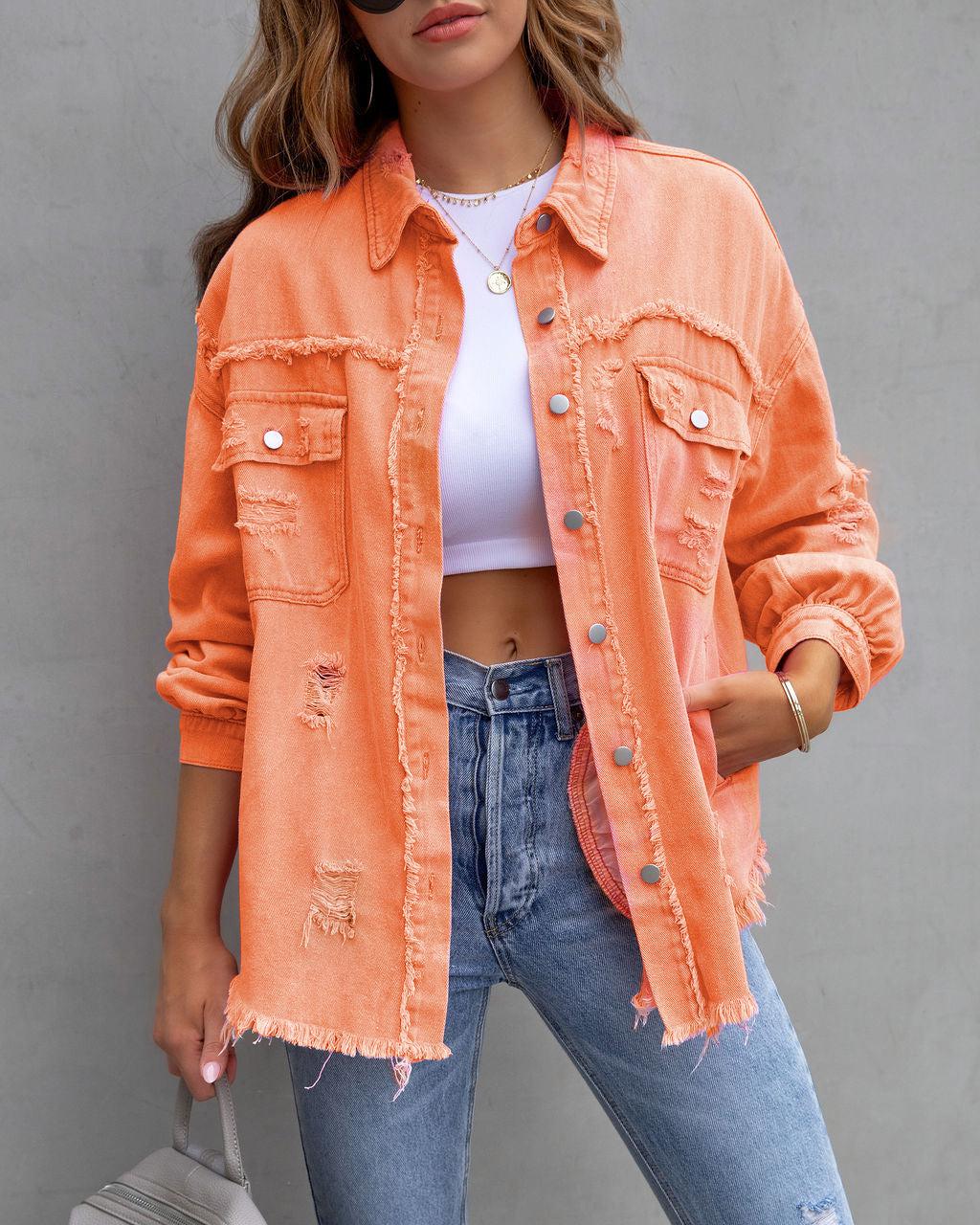 Women's Ripped Jacket Casual Tops