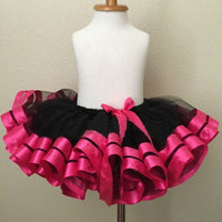 Fashion Girls Casual Chiffon Skirts Tutu Pink And Grey Ribbon Skirt BENNYS 