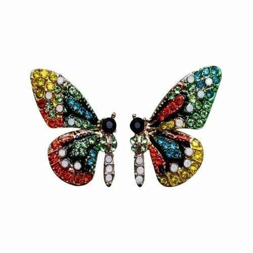 Full Crystal Colorful Butterfly Stud Earrings Ladies partyJewelry BENNYS 