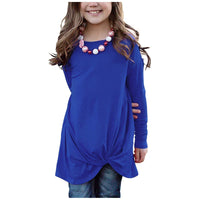 Girls Casual Tunic Tops Knot Front Button Long Sleeve Blouse T-Shirt BENNYS 