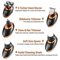 IPX7 Waterproof Electric Shaving Razor for Men LCD Display Grooming Kit BENNYS 