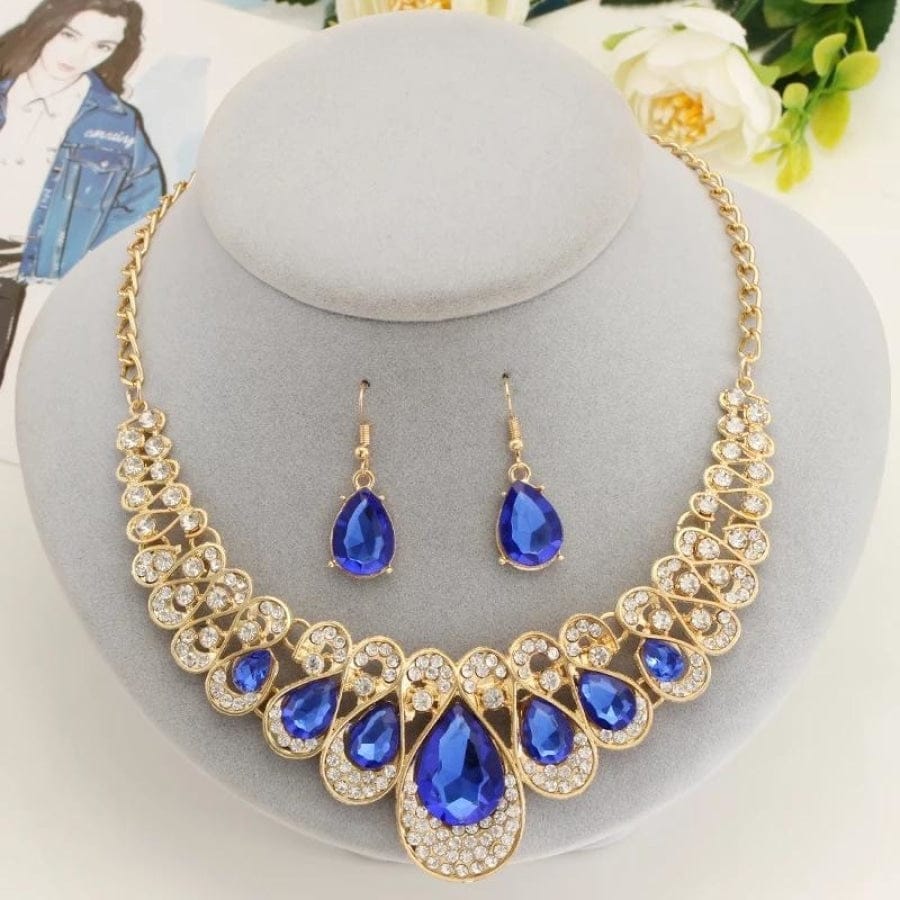 Ladies Charm Jewelry Set Gold-color Choker Necklace Earrings Luxury Wedding /Party Jewelry Statement Sets BENNYS 