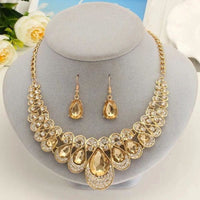 Ladies Charm Jewelry Set Gold-color Choker Necklace Earrings Luxury Wedding /Party Jewelry Statement Sets BENNYS 