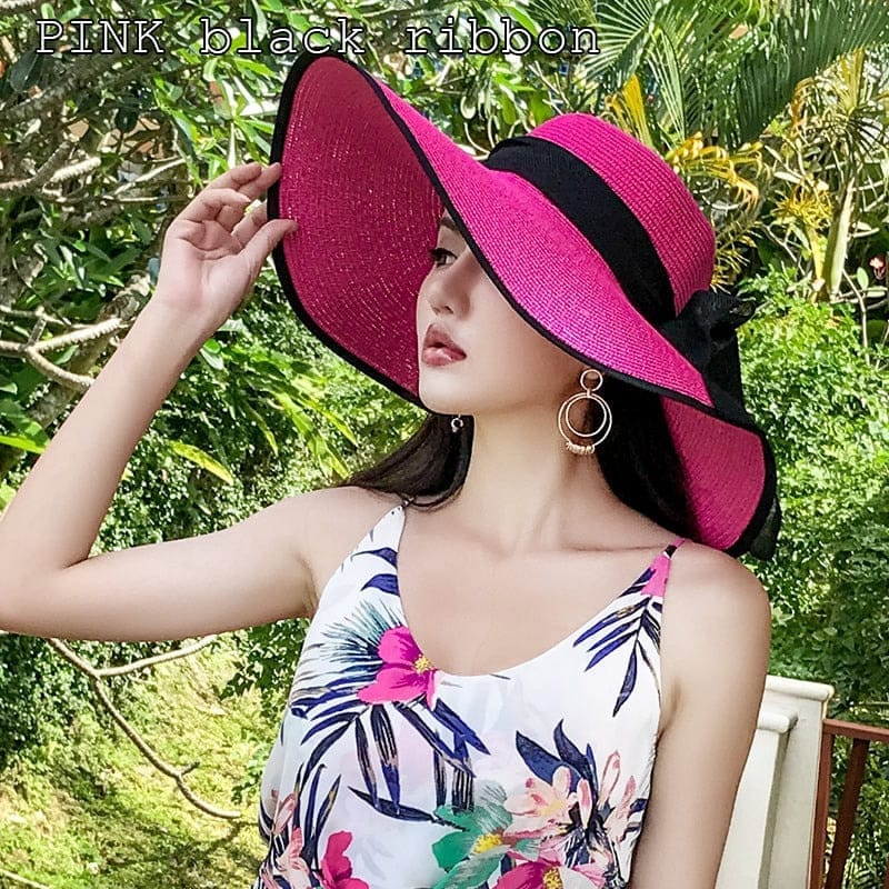 Lady's Summer Beach Big Brim Straw Hat For Women SPF 50 BENNYS 