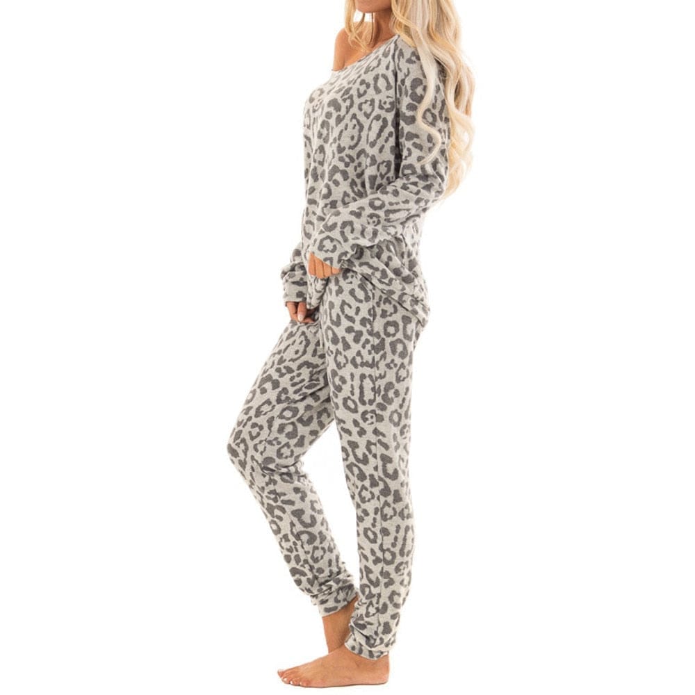 Leopard Print Two Piece  Pyjamas Set For Women BENNYS 