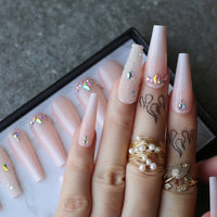Luxury Coffin Ombre Fake Nails Cute baby nude Press On Nails BENNYS 