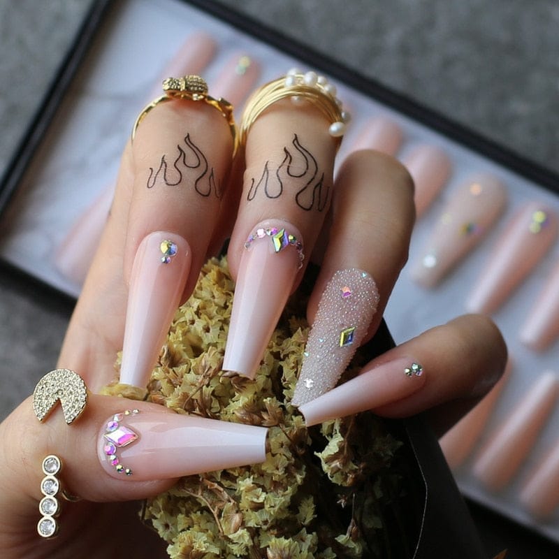 Luxury Coffin Ombre Fake Nails Cute baby nude Press On Nails BENNYS 