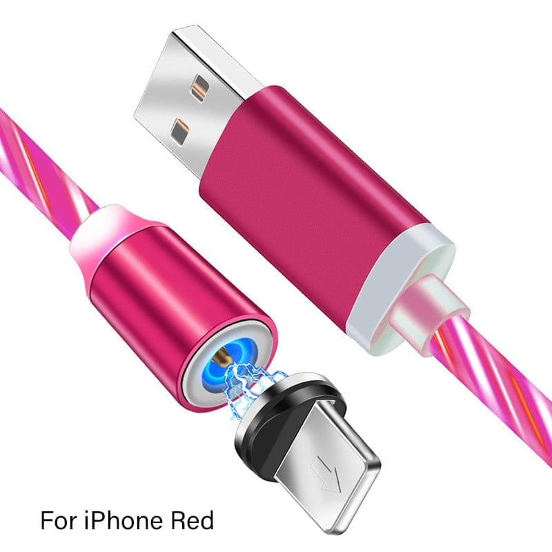 Magnetic Charger Cable LED Glow Flowing USB Charge Type C/Micro USB/8 Pin BENNYS 