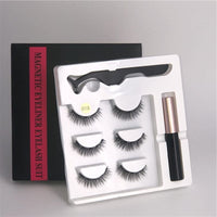 Makeup 3 pairs of magnetic eyelashes + liquid eyeliner + tweezers, BENNYS 