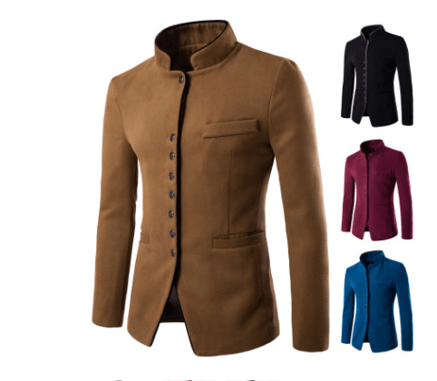 Men Jacket - Men Wool Single - Breasted Collar Tunic - Casual Jacket BENNYS 