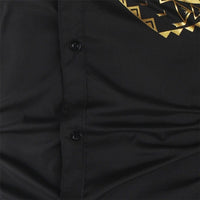Men's New Slim Fit Long Sleeve  Gold Black Shirt BENNYS 