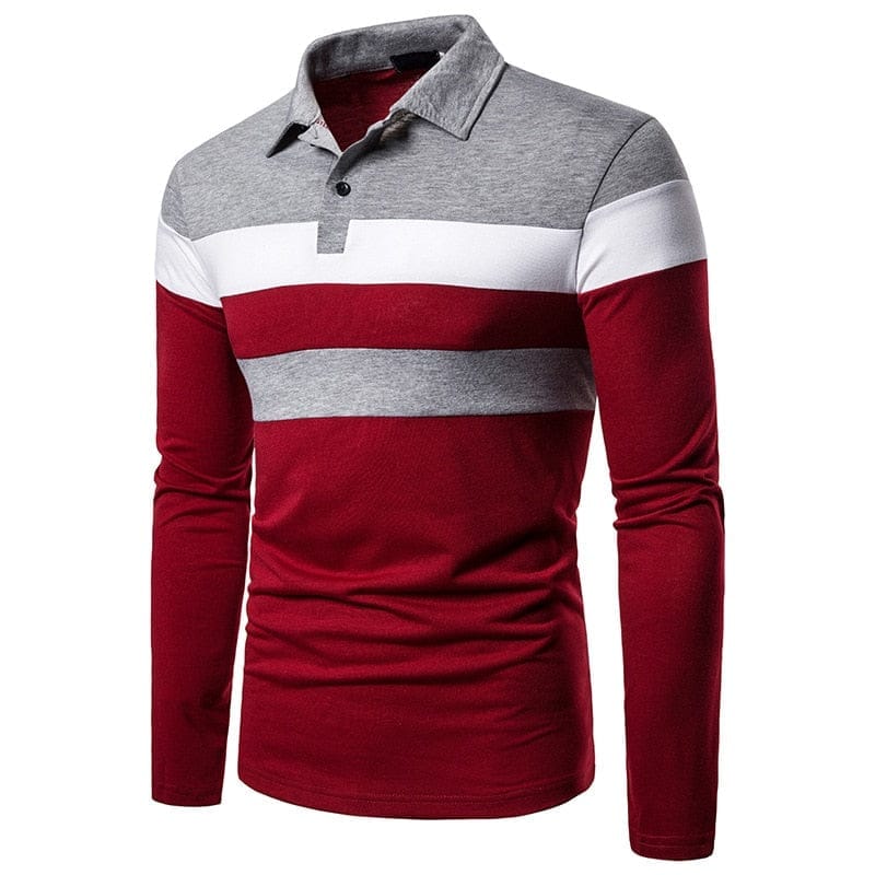 Men's Polo Business/Casual Long Sleeve Stripped High Quality Contrast Color Shirts BENNYS 