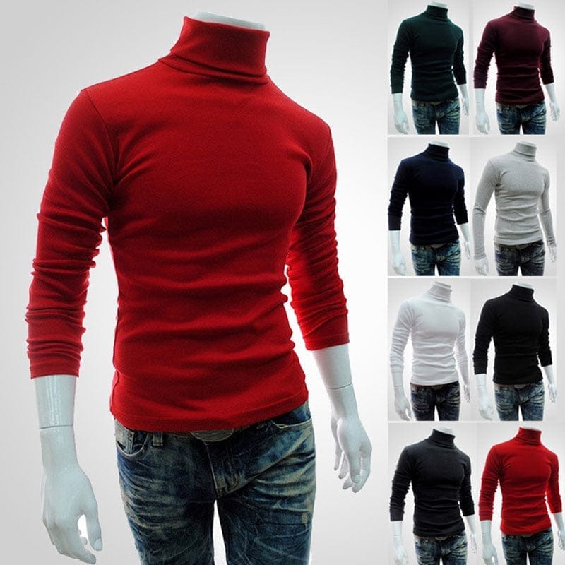 Men's Turtleneck Solid Color Pullovers Slim Fit  Knitted Sweaters BENNYS 