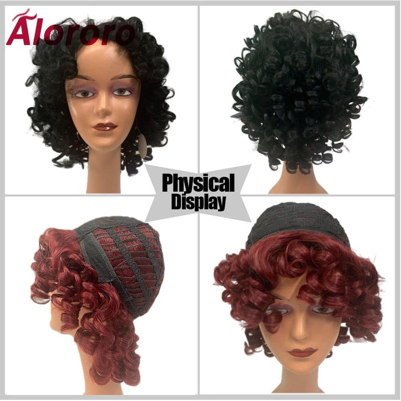 Natural Black Fluffy Wand Curly Wigs for Black Women BENNYS 