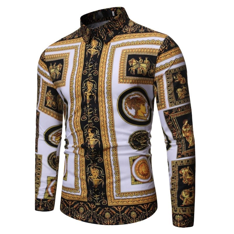 New Fashion Men's Baroque Floral Royal Shirts Luxury Brand Print Shirts BENNYS 