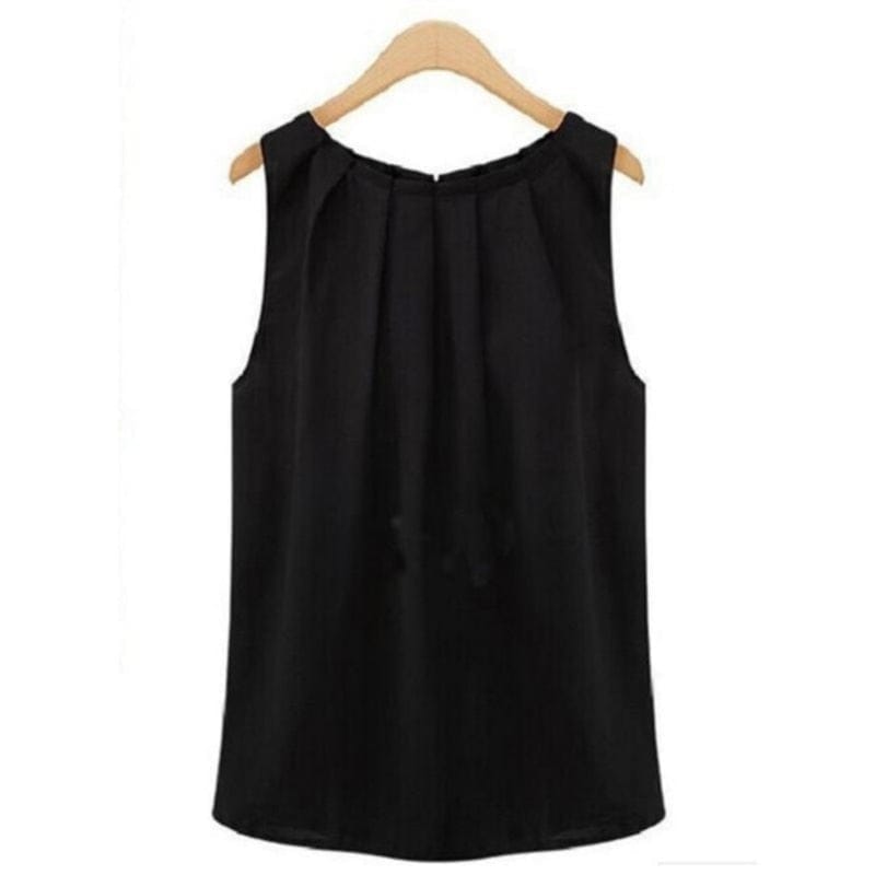 New Summer T Shirt Fashion Sleeveless Round Neck Chiffon T-Shirt For Women BENNYS 