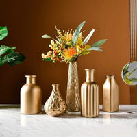 Nordic Golden Glass Vase Gold Flower Vase Home Tabletop Ornaments BENNYS 