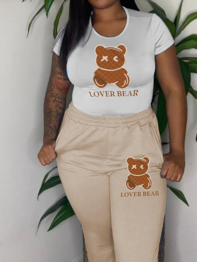 Plus Size Two Piece Lover Bear Tees
