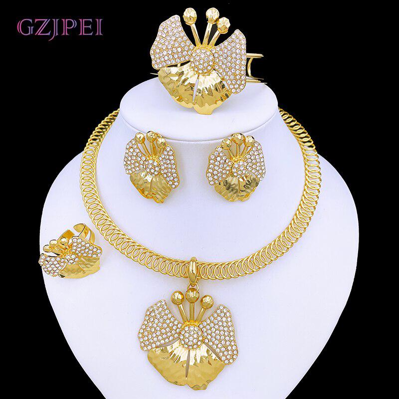 Gold Color Women's Wedding Party Jewelry Sets