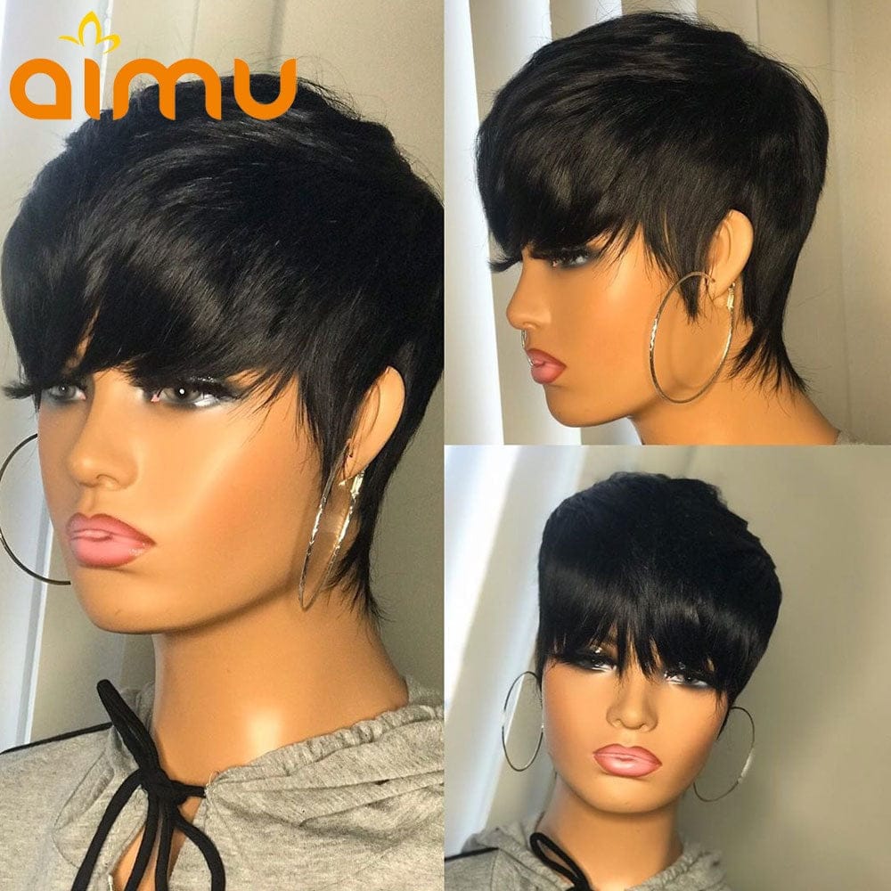 Short Pixie Cut Wig 13x4 Lace Front Human Hair Wigs with Bangs BENNYS 
