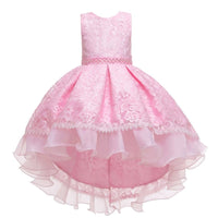 Sleeveless Princess Trailing Girl in Pink Dress Christmas Party Kids Costume BENNYS 