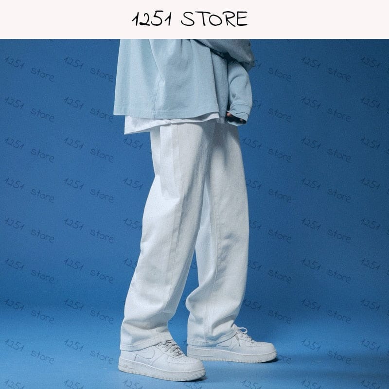 Straight Jeans Men's White Loose Denim Pants Neutral Jean Streetwear BENNYS 