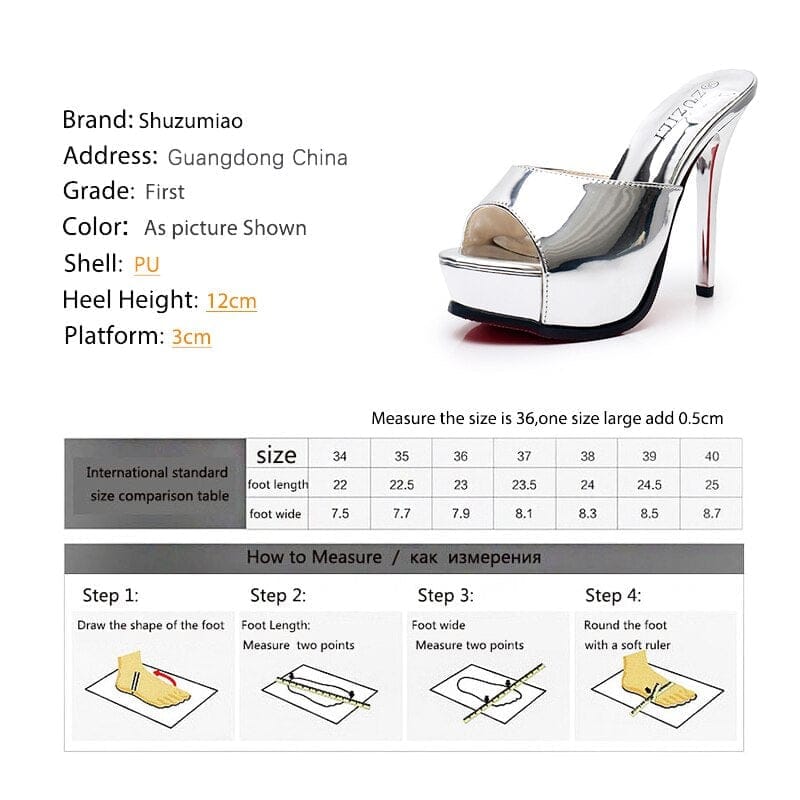 Summer High-heeled Shoes  Comfortable Waterproof Ladies Slippers Gold & Silver BENNYS 