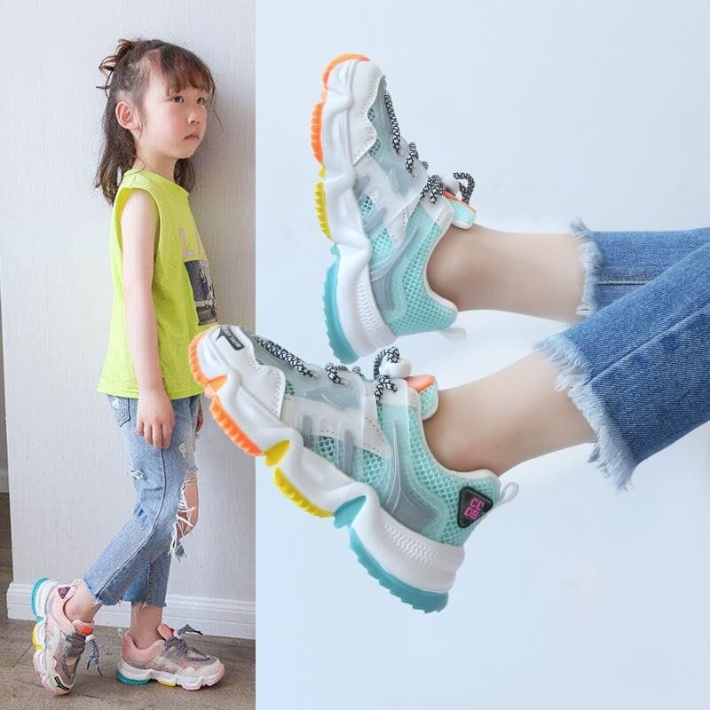 Summer Kids Sport Shoes Rainbow Breathable Mesh Toddler Shoes BENNYS 