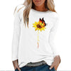Sunflower Butterfly Never Give Up Printed Long Sleeve T-shirts BENNYS 