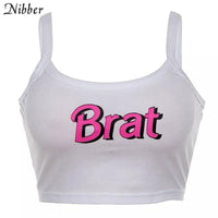 Teen Girls summer Short Sleeve tees bra letter printed Brat Tops Cotton Sexy T-Shirts BENNYS 