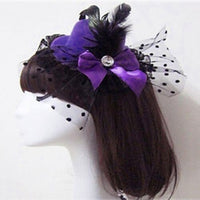 Top Hat Cap Bowknot Décor Lace Fascinator Hair Clip Costume Accessory BENNYS 