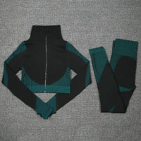 Two Piece Set Tracksuit Women Zipper Workout Long-sleeve Crop Top BENNYS 