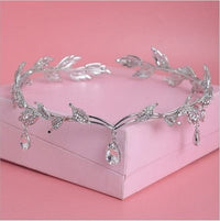 Vintage Crystal Bridal Hair Accessory Wedding Rhinestone Waterdrop Leaf Tiara BENNYS 