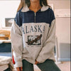 Vintage Fashion Women's Cotton Stand Collar Zipper Alaska Sweatshirt BENNYS 