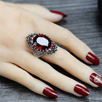 Vintage Red Blue Silver Color Rings Crystal Party CZ Ring for Women BENNYS 