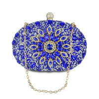 Wedding Diamond Floral Blue Crystal Clutch Bag BENNYS 