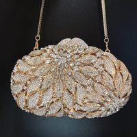White Faux Diamond Clutch Purses And Handbags Luxury Gold Metal  Party Bag BENNYS 