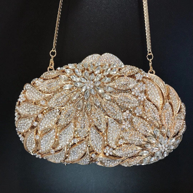 White Faux Diamond Clutch Purses And Handbags Luxury Gold Metal  Party Bag BENNYS 