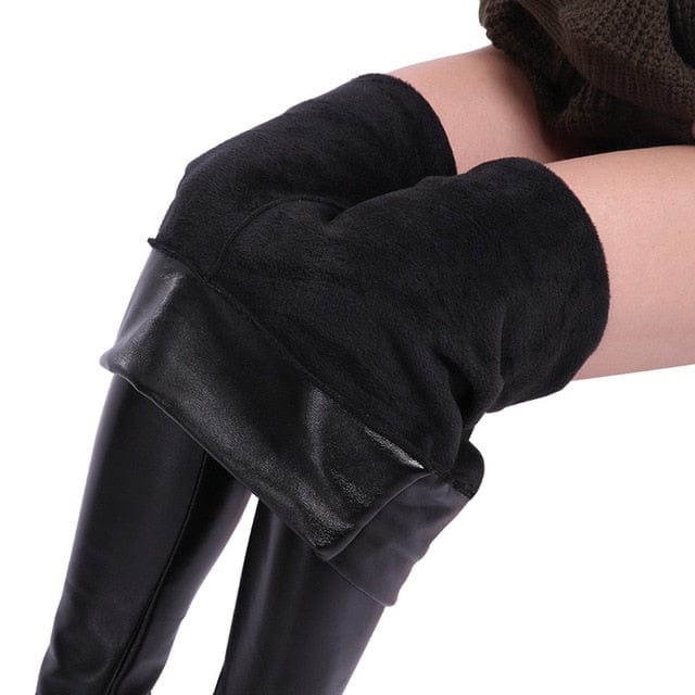 Women Plus Size Winter Warm Velvet Leather Pants BENNYS 