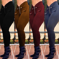 Women Solid High Waist Zipper Skinny Pants BENNYS 