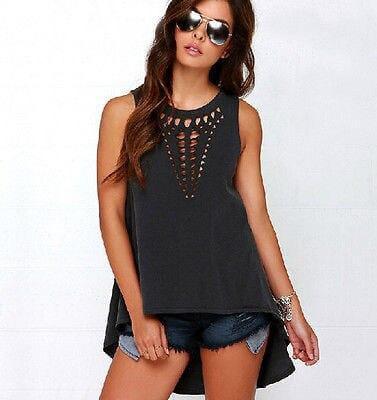 Women's Hot New Retro Black Hollow Out  Sexy Tank Tops BENNYS 