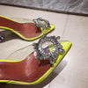 Women's  Luxury Elegant Pointed Toe Rhinestones High Heels Transparent Shoes BENNYS 