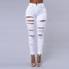 Women's Pure Color Ripped Jean Pants  High-waist Skinny Denim Pants BENNYS 