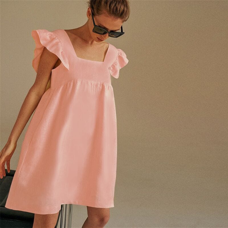 Women's Summer Sexy Square Neck Solid Color Dress BENNYS 