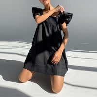 Women's Summer Sexy Square Neck Solid Color Dress BENNYS 