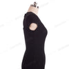 Women's Vintage Square Neck Black Dresses Sexy Backless Party Bodycon Dress BENNYS 