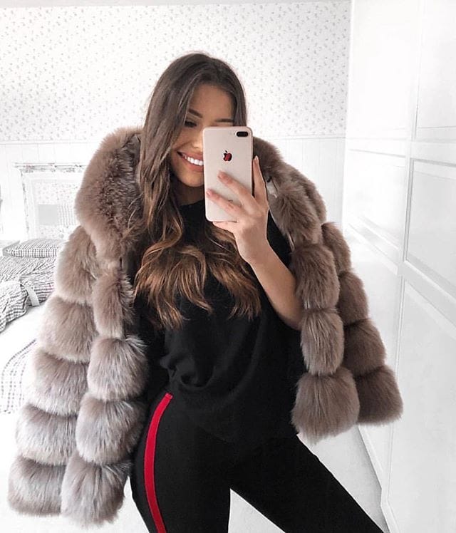 Women's Winter Fashion Long Sleeve Faux Fur Winter Warm Hooded Coat BENNYS 