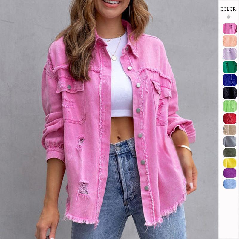 Women's Ripped Jacket Casual Tops