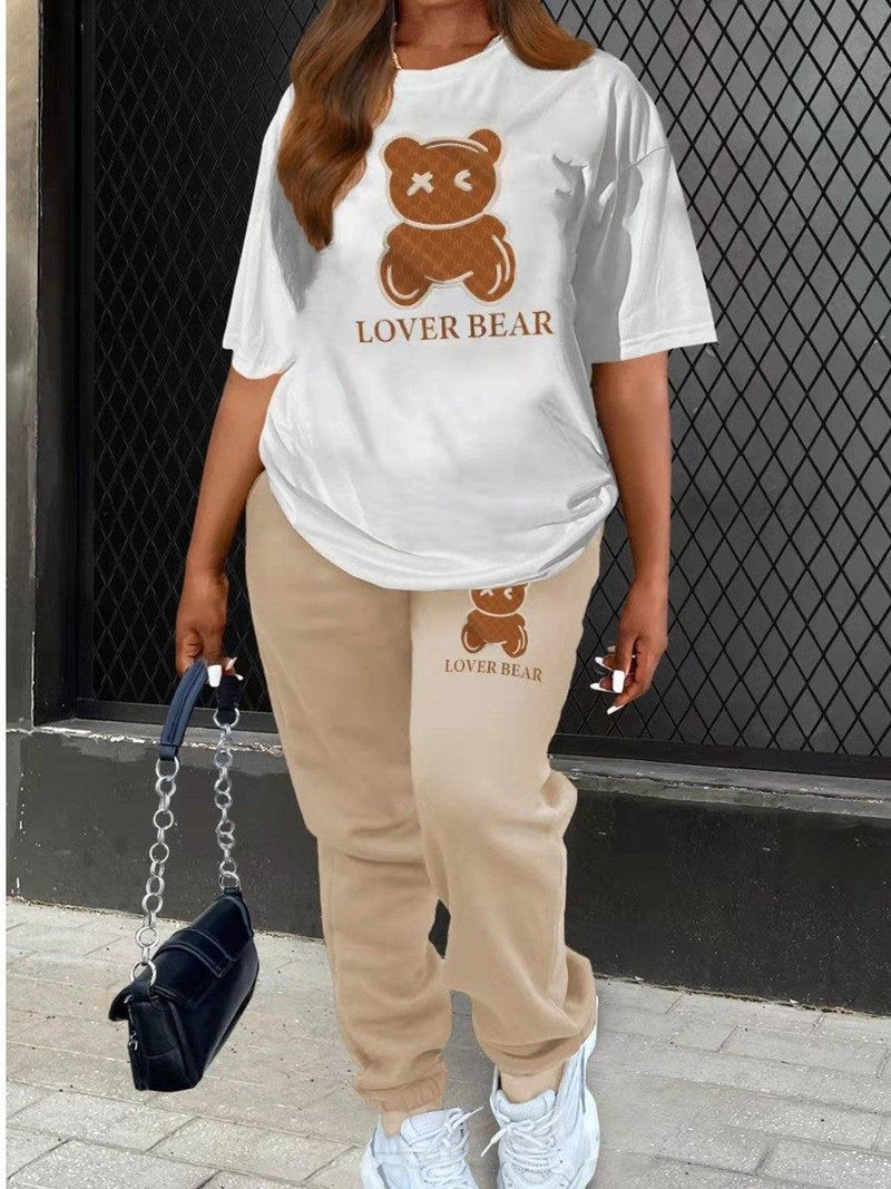 Plus Size Two Piece Lover Bear Tees